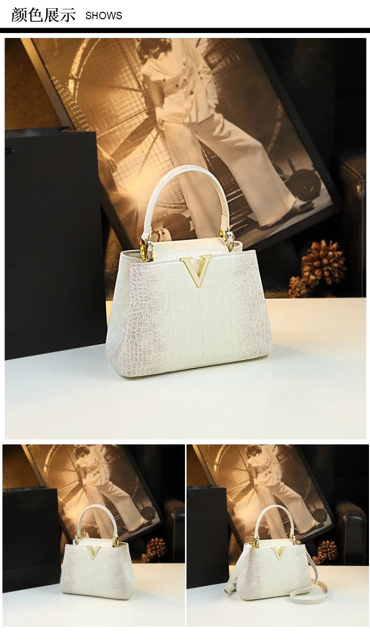 Luxury Fashion White Leather Women Handbags 2024 New Female Small Shoulder Messenger Bag Crossbody Portable Shell Bags RELUX.STORE