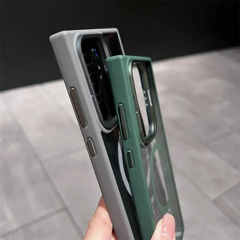 For Magsafe Hidden Holder Clear Case For Samsung Galaxy S25 S24 Ultra S22 Plus S23 FE Shockproof Magnetic Wirelesss Charge Cover RELUX.STORE
