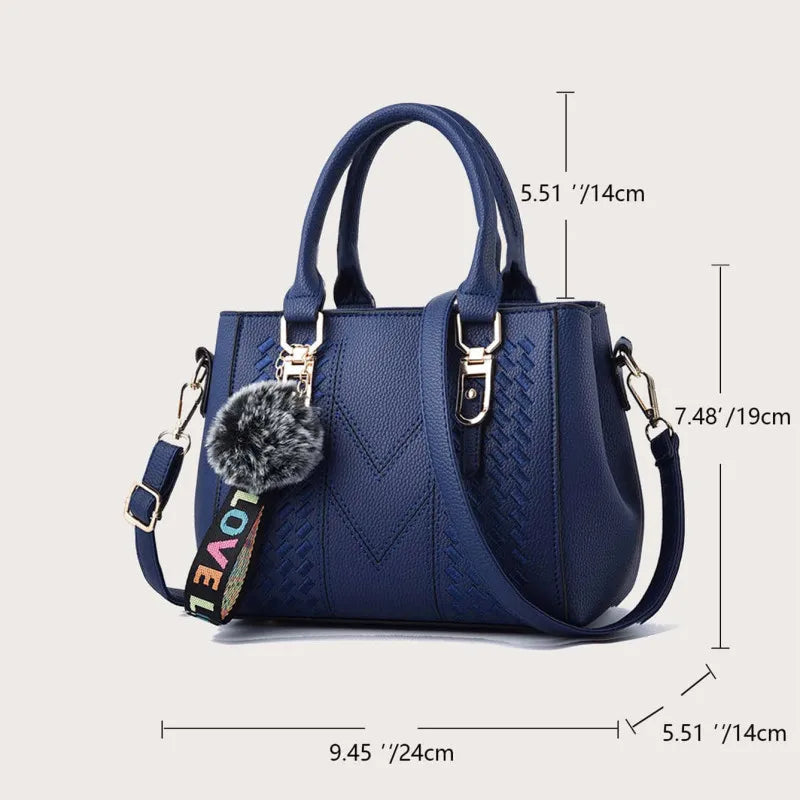 Embroidery Messenger Bags Women Leather Handbags Bags for Women Sac a Main Ladies hair ball Hand Bag RELUX.STORE