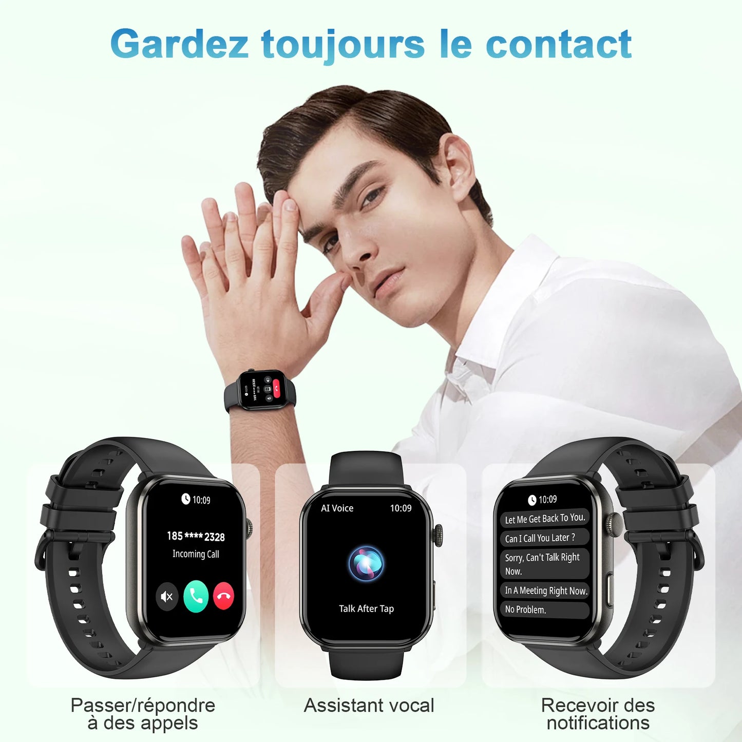 2025 Blackview R60 Bluetooth Call Smartwatch for Men Women 1.96'' AMOLED HD Screen Blood Oxygen Health Monitoring Fitness Watch