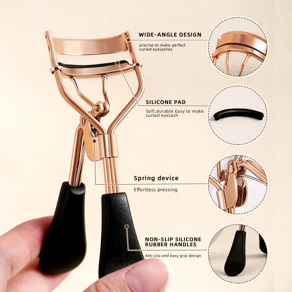 Portable Eyelash Curler with 15 Silicone Pads and Stainless Steel Eyelash Curler, Used for Eyelash Extension and Curling Tools RELUX.STORE