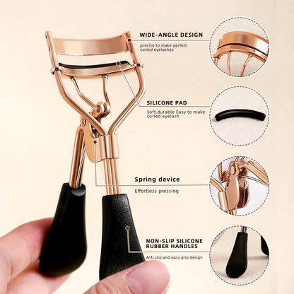 Portable Eyelash Curler with 15 Silicone Pads and Stainless Steel Eyelash Curler, Used for Eyelash Extension and Curling Tools RELUX.STORE