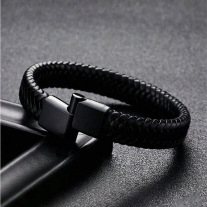 Retro Men's Leather Open Bangle, Simple Multi-Size Woven Leather Hand Rope, Outdoor Sports Gift RELUX.STORE
