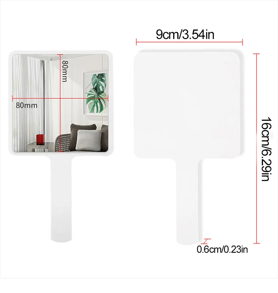 1Pcs Plastic Handle Handheld Makeup Vanity Mirror Portable Square Eyelash Extension Mirror Women Cosmetic Beauty Salon Supplies RELUX.STORE