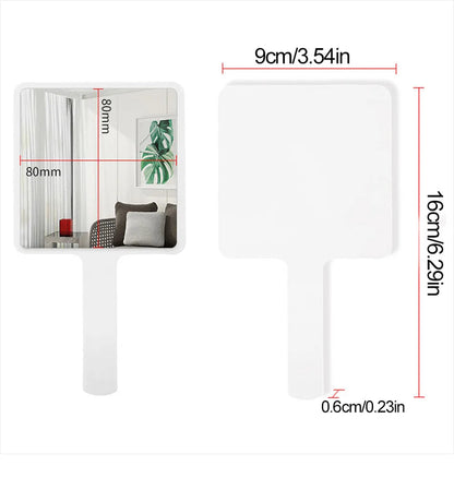 1Pcs Plastic Handle Handheld Makeup Vanity Mirror Portable Square Eyelash Extension Mirror Women Cosmetic Beauty Salon Supplies RELUX.STORE