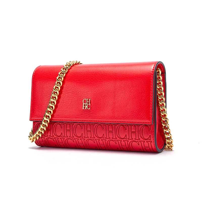 CHCH Women's Shoulder Bag New Magnetic Flip Chain Bag Brown Small Square Bag Wallet RELUX.STORE