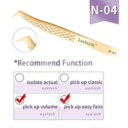Lashtalk Precision Fiber Tip Tweezer Eyelash Extensions Diamond Grip Anti-Slip Premium Gold Stainless Steel Makeup From Nagaraku RELUX.STORE