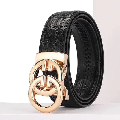 High Quality Genuine Leather Belt For Men's Luxury Automatic Metal Alloy Buckle Men's Waist Belt RELUX.STORE
