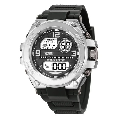 Black Sports Watch for Kids Students Men's Multifunction LED Digital Watch Waterproof Luminous Alarm Clock Electronic Watches
