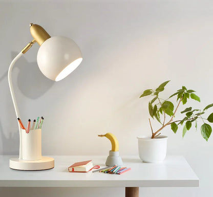 Nordic Iron Art LED Macaron Desk Lamp Eye Protection Dimming Metal Pen Holder Table Lamp Living Room Bedroom Home Decor Lighting