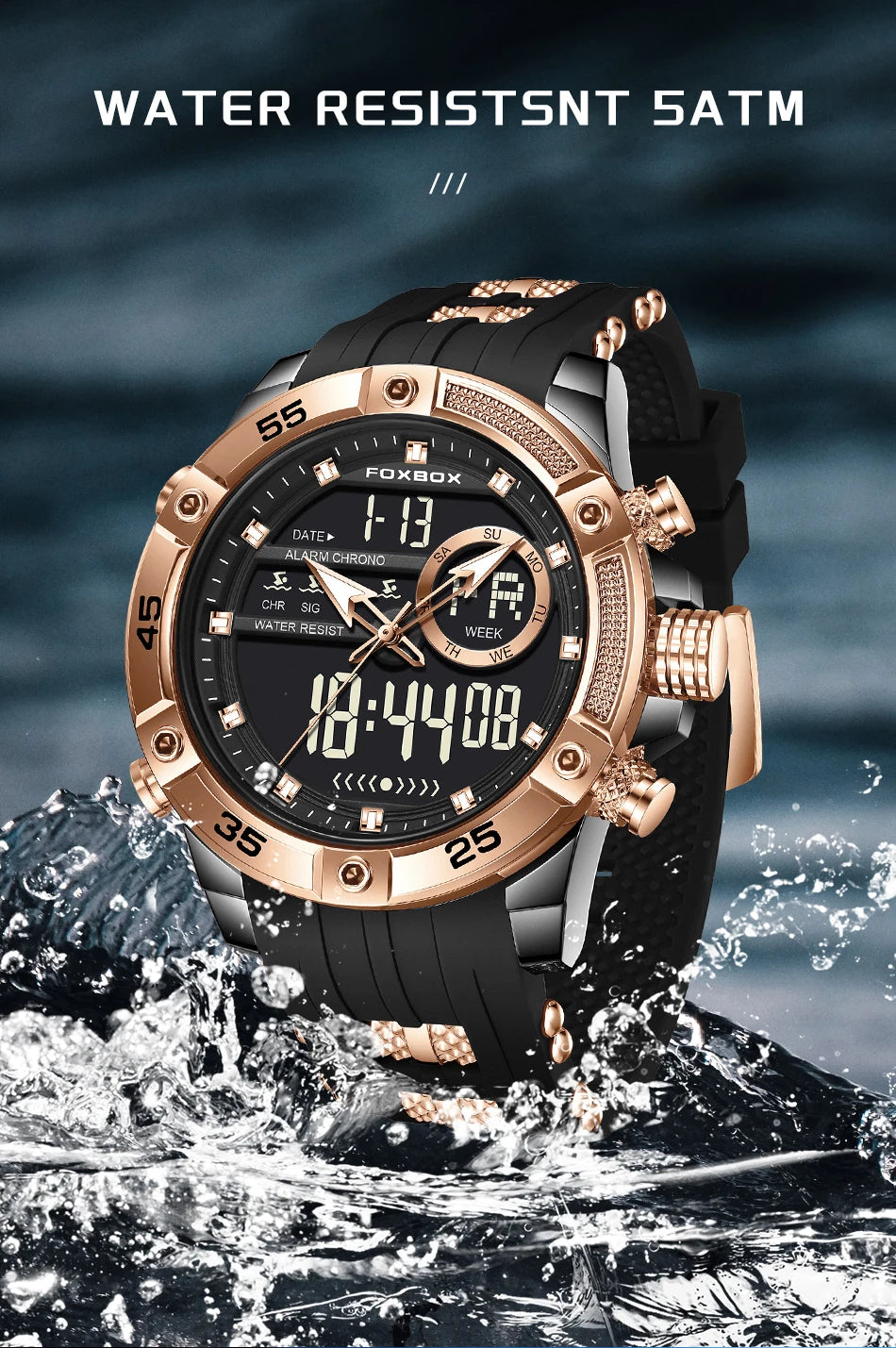 New Original FOXOBOX Brand Luxury Men Watch Military Analog Digital Watches For Men Fashion Sport Waterproof Quartz Chronograph
