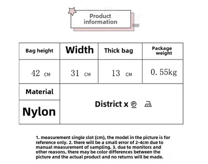 Five-Piece Set Large Capacity Fashionable Double Shoulder Backpack for Junior And High School Girls Primary School Students