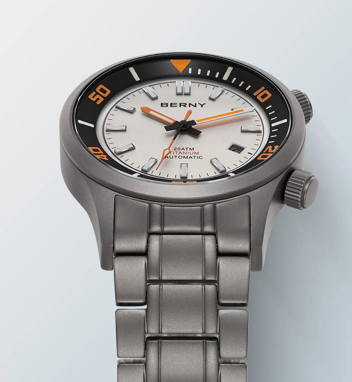BERNY Automatic Full Titanium Diver Watch for Men Supper Luminous Sappire AR coated Miyota 8215 Compressor Mechanical Dive Watch