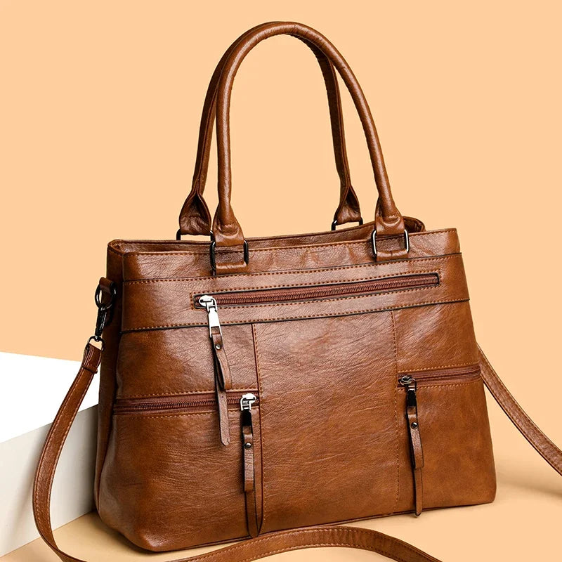 Elegant Handbag for Women High Quality Leather Top-Handle Bags Purse Ladies Shoulder Crossbody Bag Large Casual Tote 2025 Hot RELUX.STORE