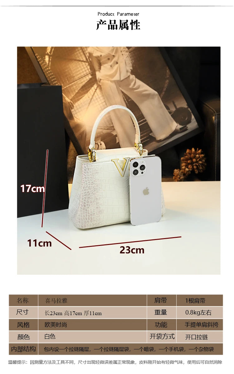 Luxury Fashion White Leather Women Handbags 2024 New Female Small Shoulder Messenger Bag Crossbody Portable Shell Bags RELUX.STORE