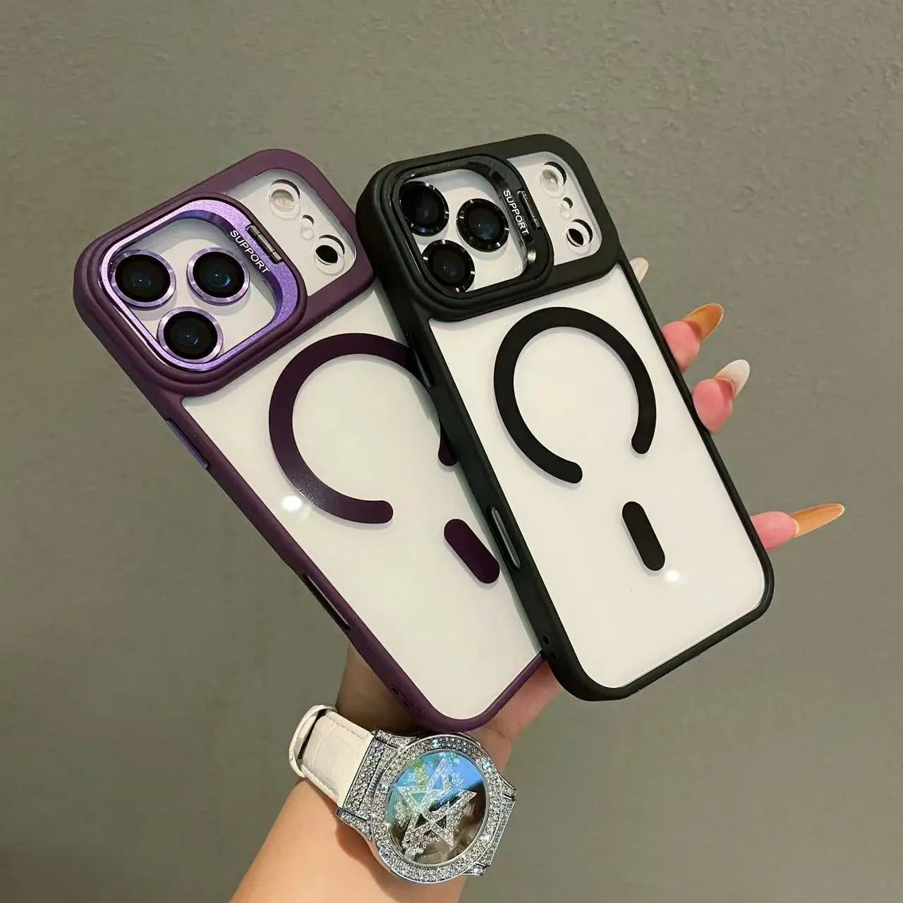 Original Luxury transparent magnetic Magsafe case For iPhone17/Promax/17Air/Pro lens holder Protect clear shockproof cover RELUX.STORE