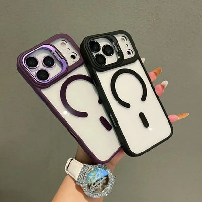 Original Luxury transparent magnetic Magsafe case For iPhone17/Promax/17Air/Pro lens holder Protect clear shockproof cover RELUX.STORE