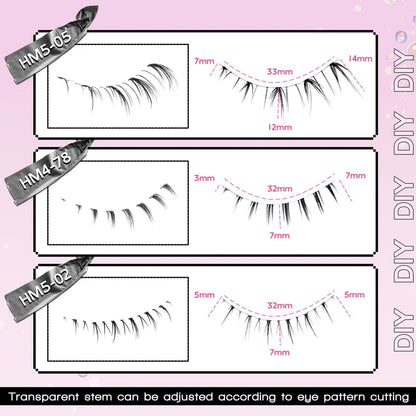 10Pairs Bottom Eyelashes Manga Lower Lashes Clear Band Wispy Small Flame Under Eye Lashes Korean Makeup Cosplay Tools RELUX.STORE