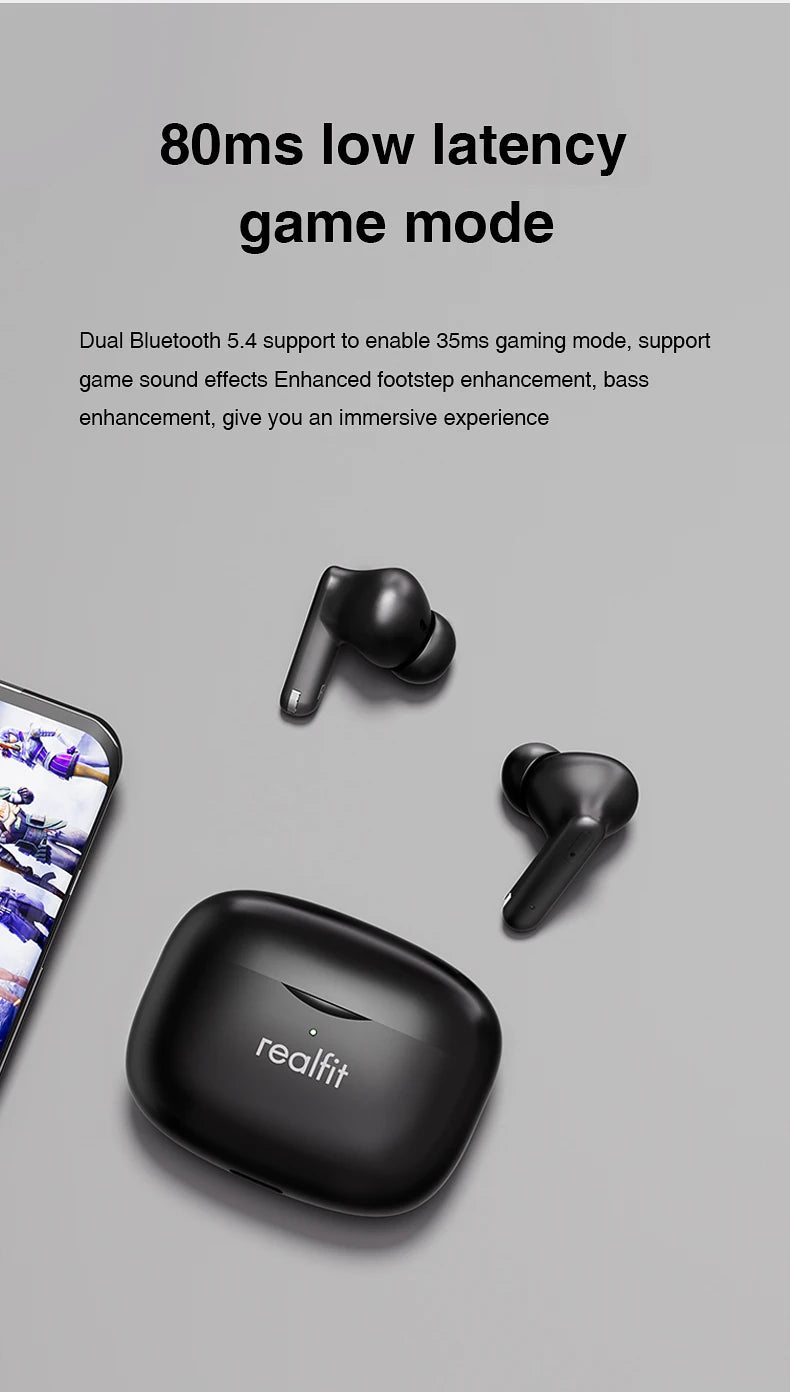 Realfit F3 ANC Active Noice Cancellation Bluetooth Earphones ENC Call HIFI Stereo Superb Bass Wireless Earbuds Sport Gaming RELUX.STORE
