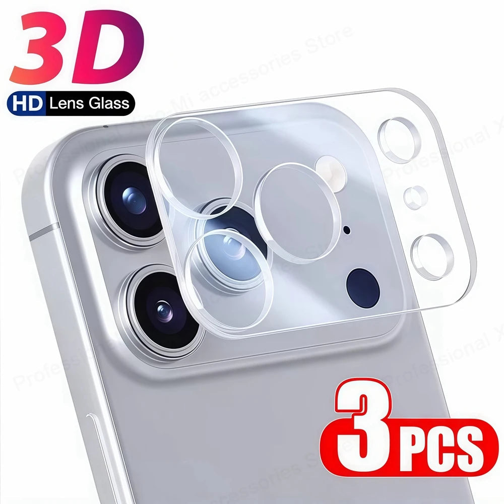3PCS Full Cover Camera Lens Protector Glass For iPhone 17 Pro Max Air 16 15 14 Pro Max Anti-scratch Waterproof Clear Lens Glass RELUX.STORE