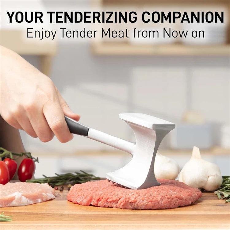 LMETJMA Meat Tenderizer Hammer with Comfortable-Grip Handle Zinc Alloy Meat Hammer Tenderizer Kitchen Meat Mallet Pounder JT329