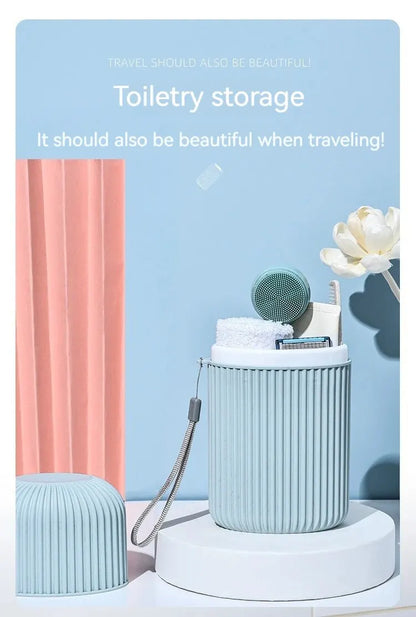 Travel Mouthwash Cup Portable Cute Essential for Business Trips Toothbrush Case with Lid Multifunctional Storage Set