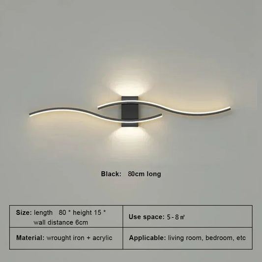 Modern LED Wall Lamp Simple Lines 60/80cm Available Three Colors Bedroom Bedside TV Wall Corridor Indoor Lighting Fixtures RELUX.STORE