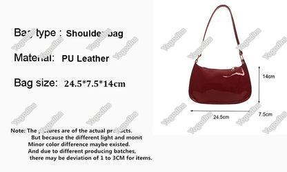Retro Solid Color PU Leather Shoulder Bag Fashion Women's Handbags Casual Designer Hobos Underarm Bag