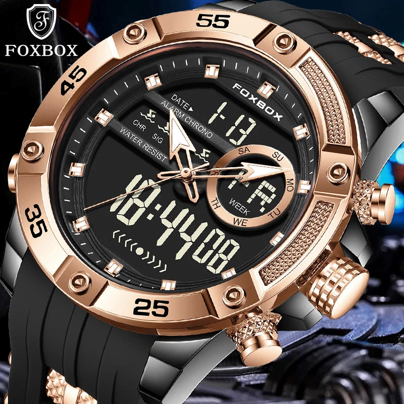 New Original FOXOBOX Brand Luxury Men Watch Military Analog Digital Watches For Men Fashion Sport Waterproof Quartz Chronograph
