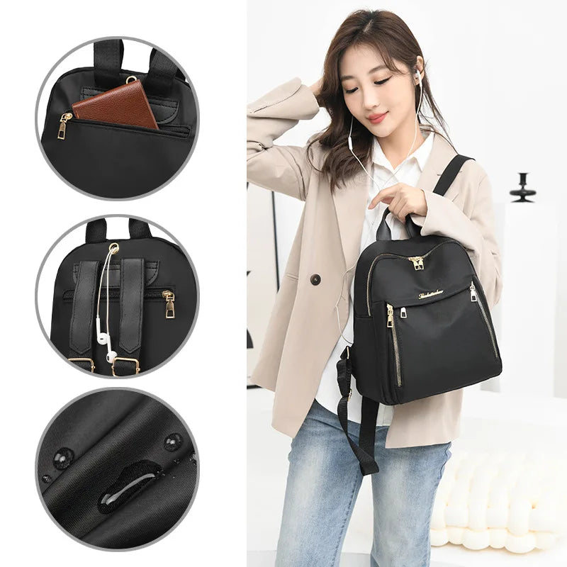Simple Pu Black Large Capacity Backpacks Women Travel Bag Solid Harajuku Student Schoolbag Backpack Unisex Bags High Street