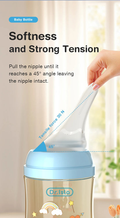 MAMIJOY 160/240ML PPSU Baby Bottle Double Handle Infant Drop-proof Baby Wide-caliber Milk Bottle Newborn Feeding Bottle BPA Free