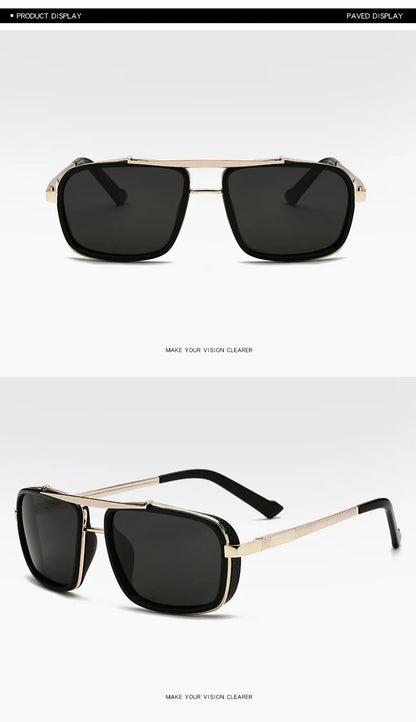 New Sunglasses Punk Sunglasses New Men's Square Uv400 Twin-beam Aviator Sunglasses RELUX.STORE