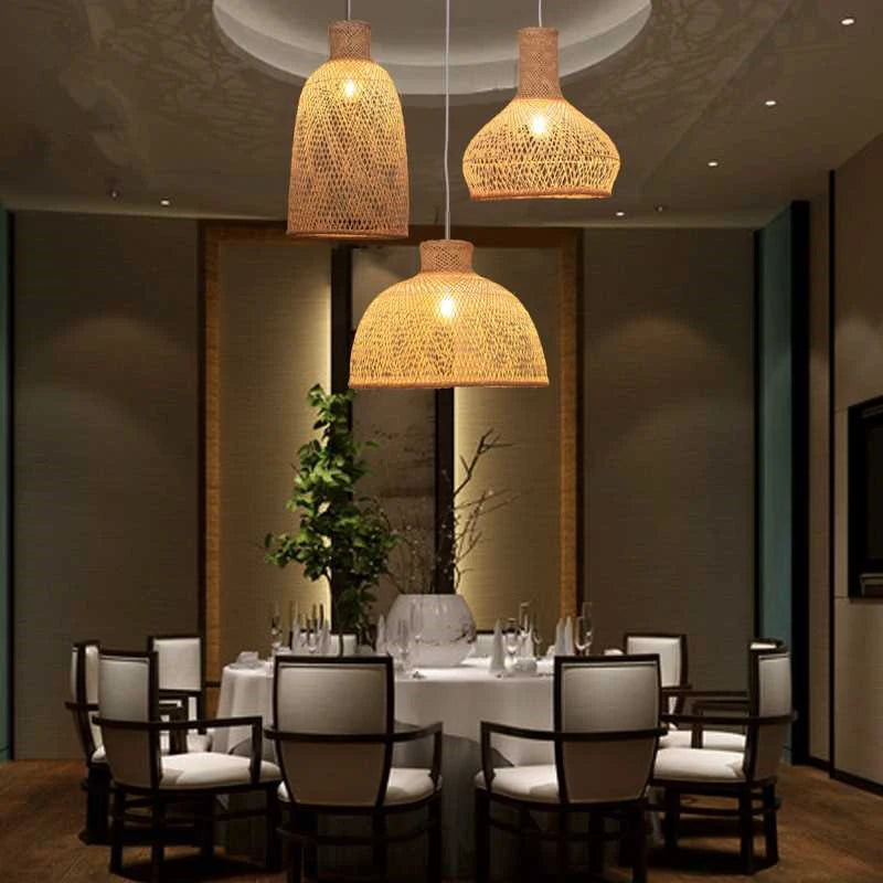 New Chinese Bird's Nest Lampshade Chandelier Hotel Restaurant Staircase Japanese Tatami Rattan LED Bamboo Furniture Decoration RELUX.STORE