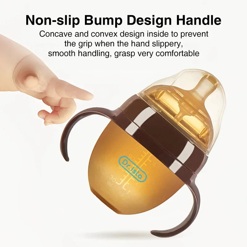 🍼✨ Portable Baby Silicone Feeding Bottle with Handle – 150ml/250ml Newborn Drop-Resistant BPA-Free Bottle 👶