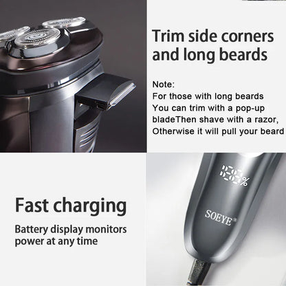 Electric Shaver for Men'S Electric Shaver Smart Razor for Beard Timmer IPX7 Waterproof Wet and Dry Shaving Machine Men Shaver