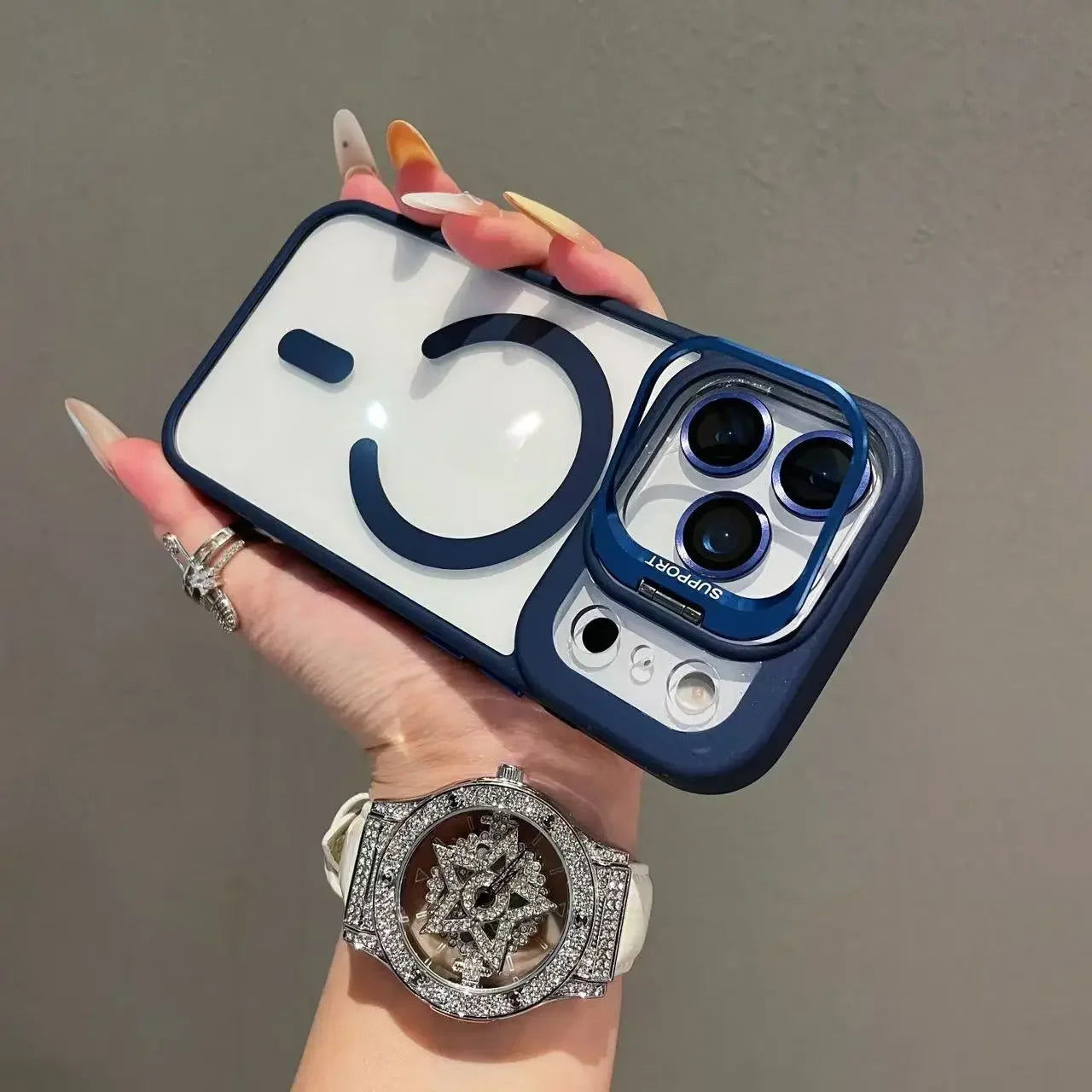 Original Luxury transparent magnetic Magsafe case For iPhone17/Promax/17Air/Pro lens holder Protect clear shockproof cover RELUX.STORE