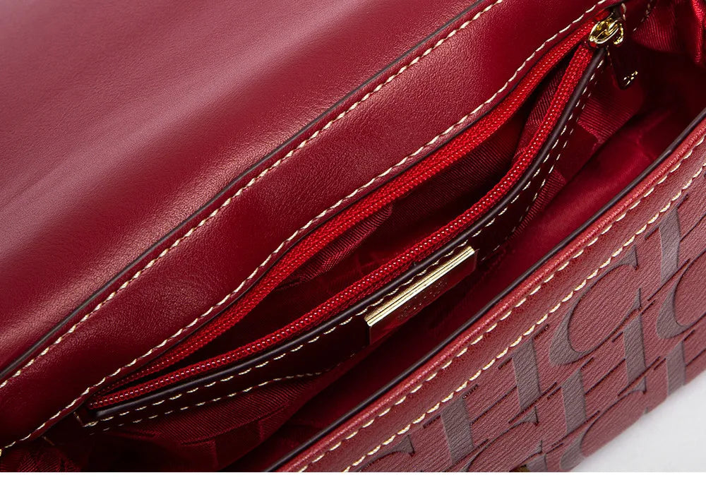 Fashion Design Model Metal Accessories Buckle Women's Shoulder Bag Luxury Brand 2025 Fashion Solid Colour Printed Head Bag RELUX.STORE