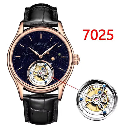 AESOP Mens Luxury Real Flying Tourbillon Mechanical Sapphire Waterproof Watch Skeleton Watches for Men Wristwatches Male 2025 A