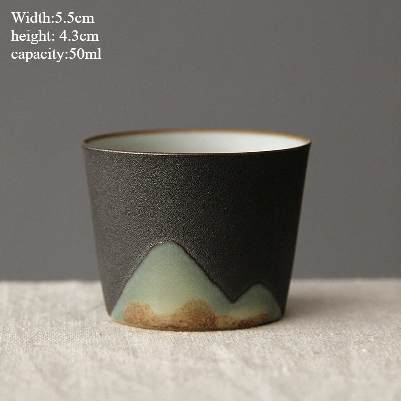 Handmade Ceramic Coffee Mug with Wooden Handle - Retro Tea Cup, Office Water Cup Filter Design, Unique Birthday Gift