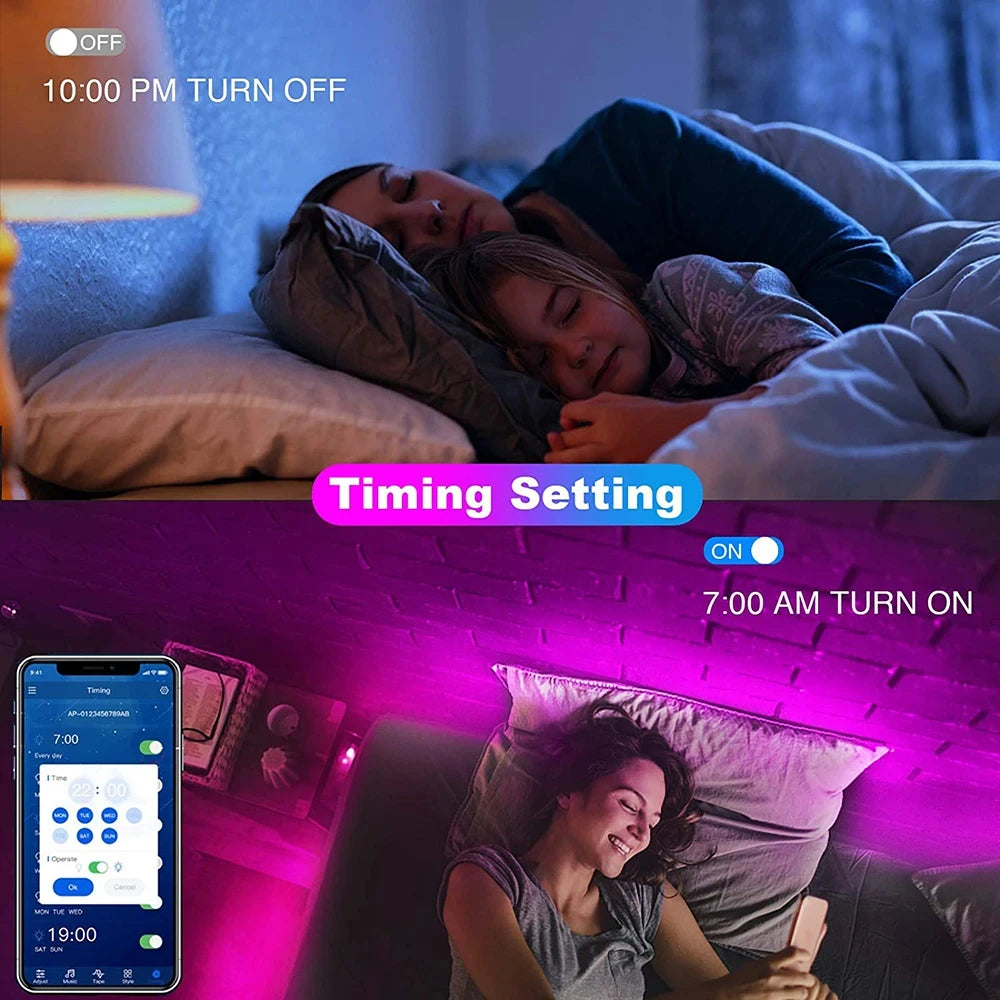 Bluetooth LED Strip Lights Smart SMD 5050 APP Remote Control Flexible Ribbon Diode Lamp Tape TV Backlights Game Room Home Decor RELUX.STORE