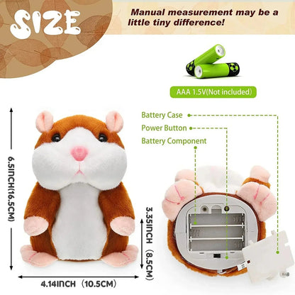 Learn To Imitate Talking Little Hamster Animal Plush Funny Toy Talking Nod Hamster Doll Soothing Crying Baby Toy Kids Gift - RELUX.STORE