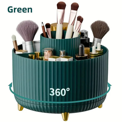 360° Rotating 5 Slot Makeup Brushes Holder Organizer Multi-Functional Desk Storage Cosmetics Storage for Vanity Desktop Bathroom RELUX.STORE
