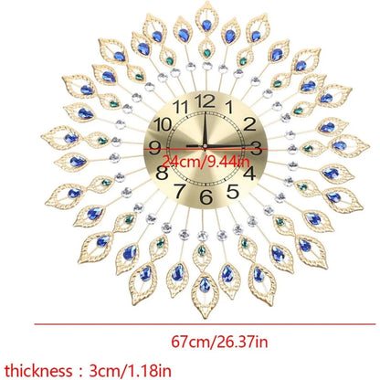 Wall Clocks Crystal Modern Elegant Design with Dial Arabic Numberals Non-Ticking Silent Shining Round Decorative Wall Clocks