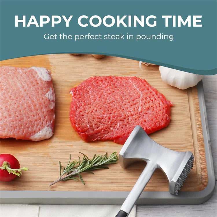 LMETJMA Meat Tenderizer Hammer with Comfortable-Grip Handle Zinc Alloy Meat Hammer Tenderizer Kitchen Meat Mallet Pounder JT329