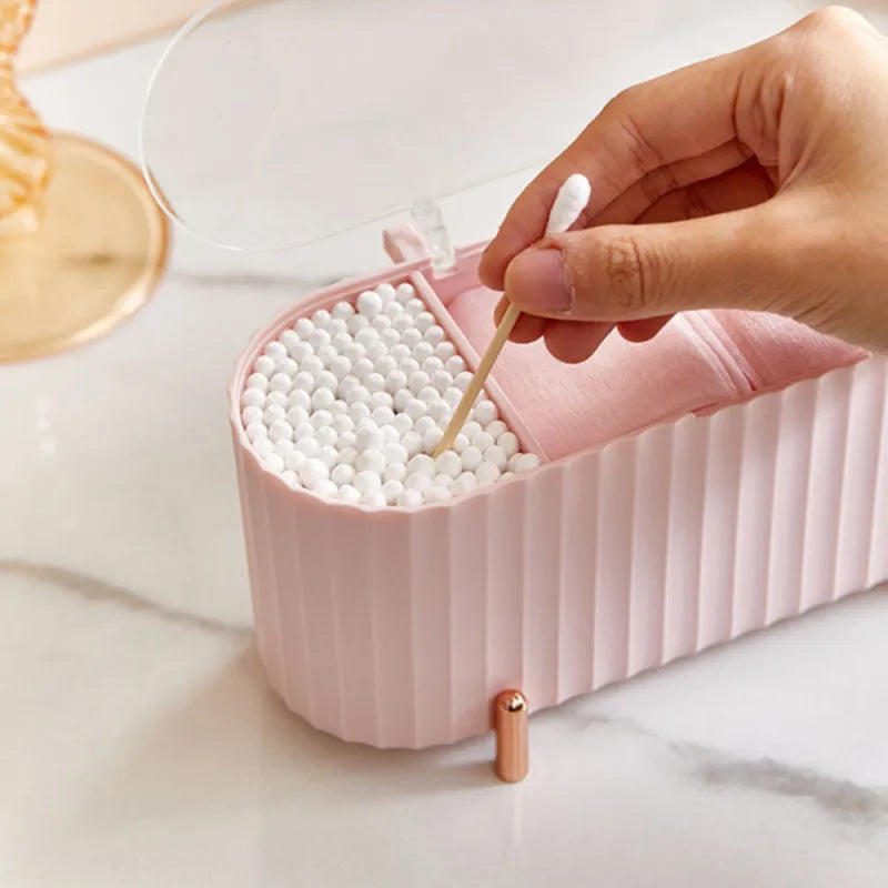 Cotton Swab Organizer Holder Cotton Pad Storage Box Transparent Remover Paper Makeup Box With Lid Dustproof Desktop Makeup RELUX.STORE