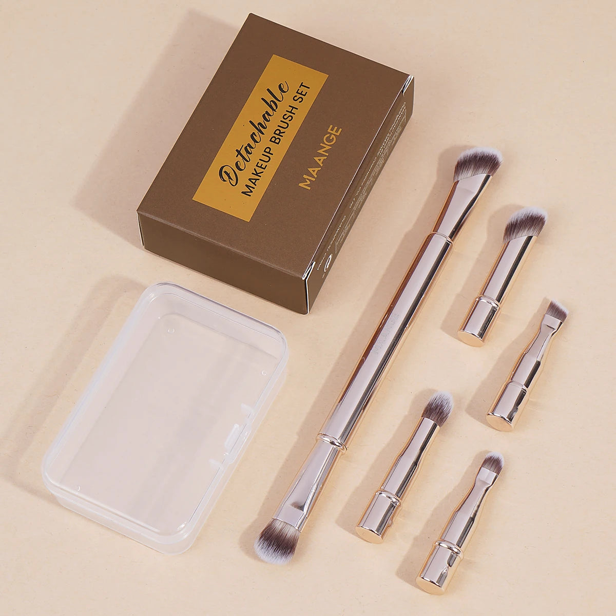 MAANGE Double Ended Makeup Brush Set Detachable Travel Contour Concealer Brush Set Eyeshadow Brush Face Cosmetic Tools with Box RELUX.STORE