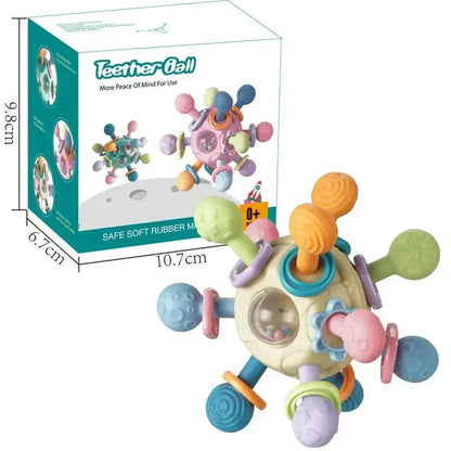 Baby Toys 0 12 Months Rotating Rattle Ball Grasping Activity Baby Development Toy Silicone Teether Baby Sensory Toys for Babies - RELUX.STORE