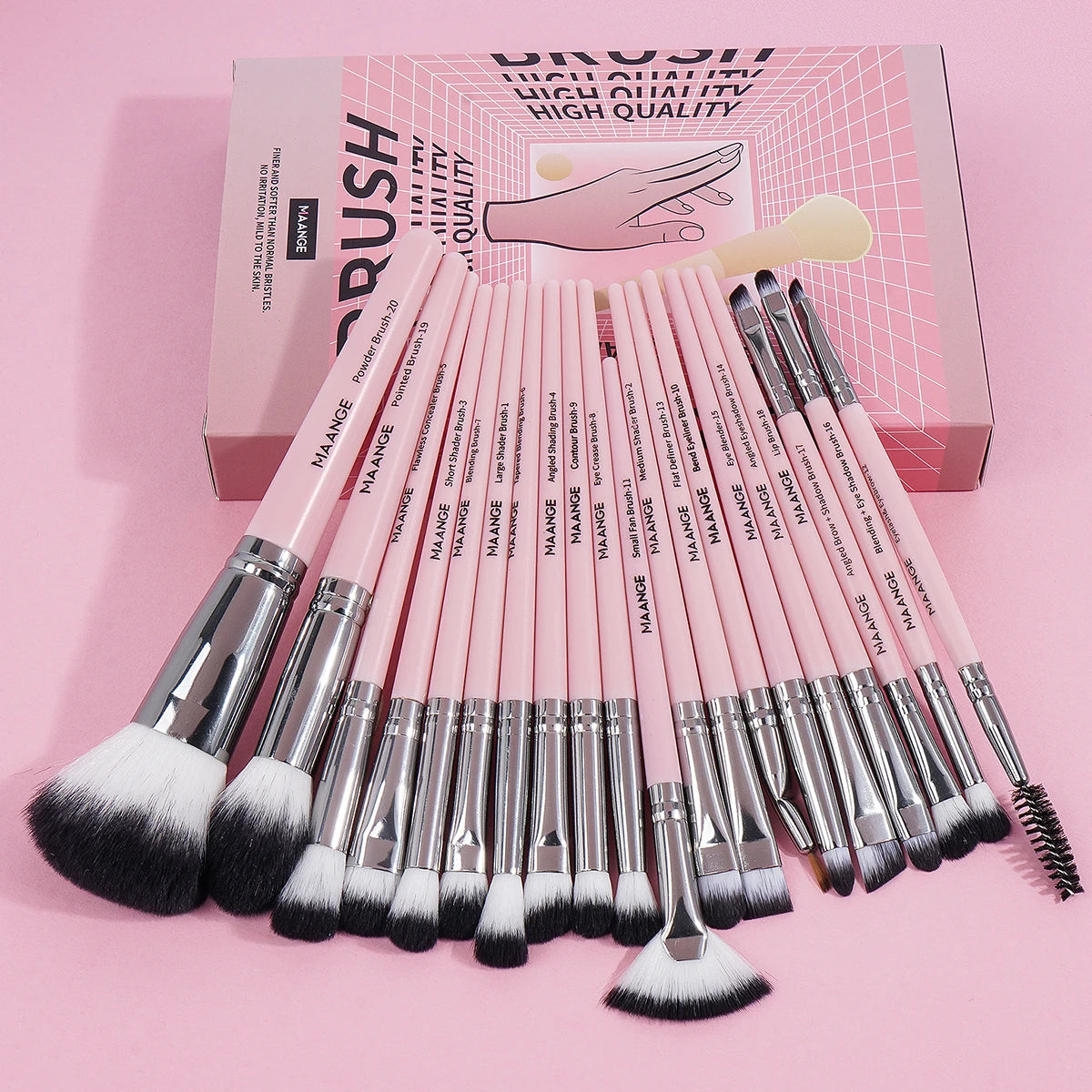 Maange 20Pcs Makeup Brushes with Box Professional Cosmetic Powder Eye Shadow Foundation Blush Blending Beauty Tool For Women RELUX.STORE