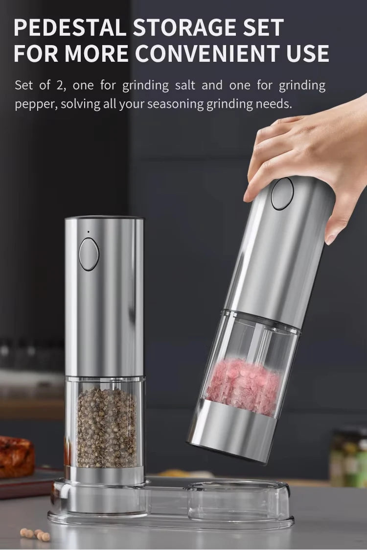 1/2pcs Automatic Pepper Grinder Salt And Pepper Grinder USB Rechargeable Adjustable Coarseness Spice Mill for Kitchen Tool