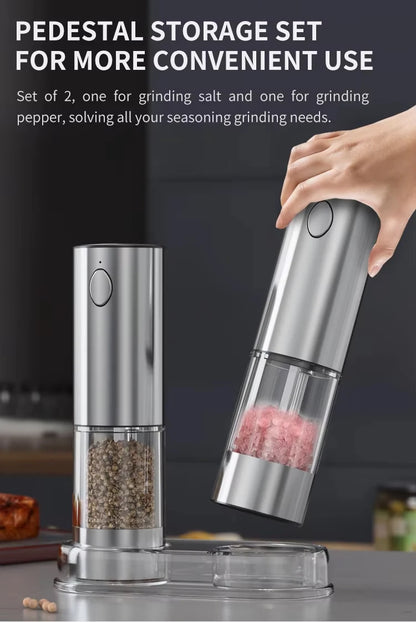 1/2pcs Automatic Pepper Grinder Salt And Pepper Grinder USB Rechargeable Adjustable Coarseness Spice Mill for Kitchen Tool